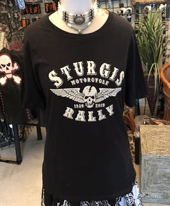 2019 79° Black Hills Moto Rally Sturgis NUOVA Maglietta Donna XL Nera Teschi - Foto 1 di 8