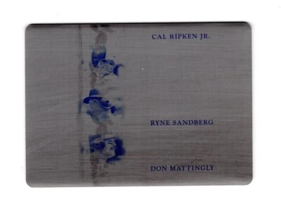 2022 Leaf In the Game  Black  Printing Plate GSA05 Mattingly/Ripken/Sandberg 1/1 - Image 1 of 2