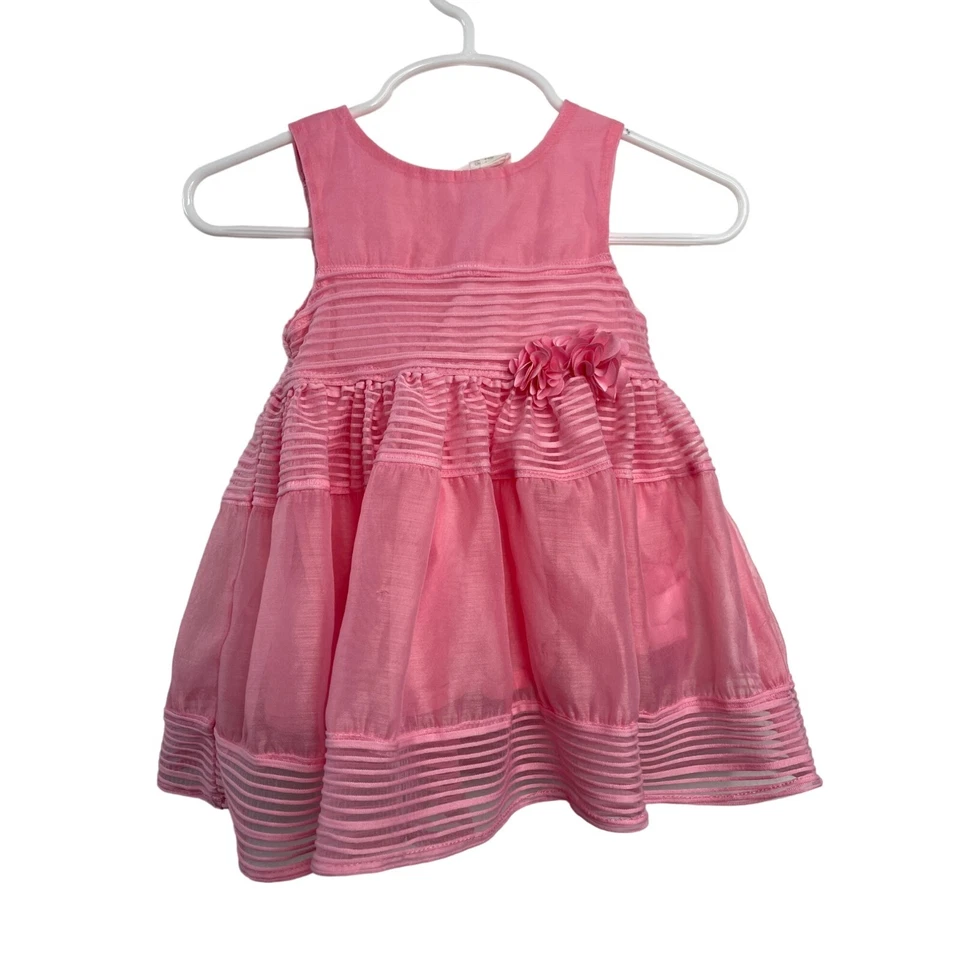 H and M Dress Baby Girls 4 6 Months Kids Party Pink Ruffles Sleeveless Sundress - Image 1 of 4