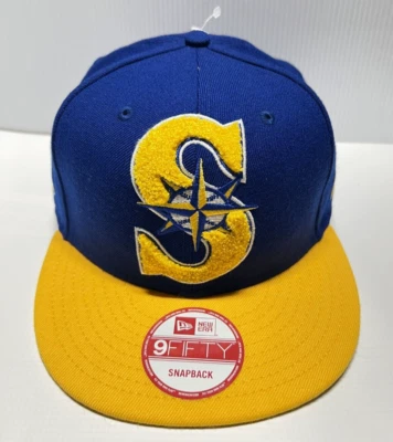 Seattle Mariners Cap & VINTAGE PIN MLB New Era ADJUSTABLE Snap Hat Men Size - Image 1 of 4
