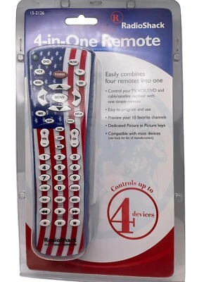 Radio Shack Flag Design 4-in-1 Remote Control in Original Packaging Sealed New - Image 1 of 4