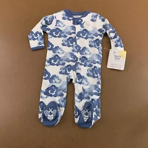 Burts Bees Baby 0-3 Months Blue Creek Orgnaic Cotton Footed Sleep & Play NWT - Picture 1 of 7