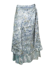 Gray Boho Gypsy Printed Double Sided Reversible Holiday Christmas Gift WrapSkirt