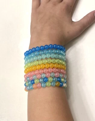 Glow-in-the-Dark bracelet- kids - teen - adult stretch bracelet party favor glow - Image 1 of 4