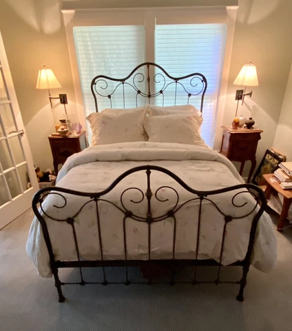 Pristine Condition Antique Iron & Brass Full Size Bed Cover