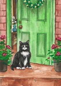 IMPRESIÓN EN MINIATURA DE CASA DE MUÑECAS 1,5x2 de pintura ryta escala 1:12 esmoquin negro arte gato - Imagen 1 de 1