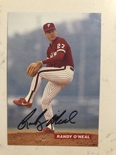 Randy O’Neal Autographed Signed 1989 Team Issued 4x6 Postcard Phillies