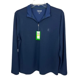 Izod Golf Men’s Shirt Sz Medium Pullover 1/4 Zip Color Blue Long Sleeve MSRP $65 - Picture 1 of 9