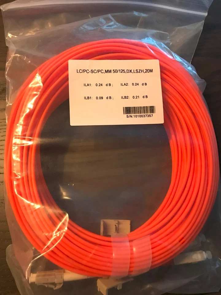 2 Stück LWL Patchkabel MM LC/SC Duplex 20m - Bild 1 von 1