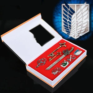 Attack on Titan Eren Jaeger Cosplay Necklace Keychain Pendant in Box 7pcs/Set - Picture 1 of 2