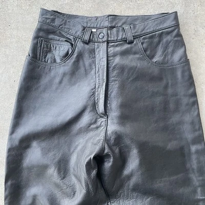 "Pantalones de cuero genuino Musée de colección hechos en EE. UU. forro de cintura alta para mujer 26"" La Roxx" Foto 1 de 4