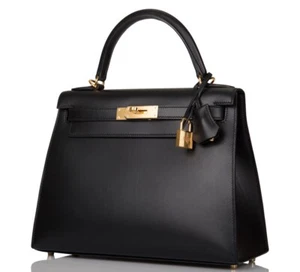 Hermes Kelly 25 Black Tadelakh Sellier Gold HW Complete Original Receipt 2022 - Picture 1 of 24