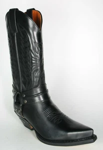 16100 3305 Sendra Stivali Cowboy Biker Negro IBIZA Con Tacco Stivali In Pelle - Bild 1 von 6