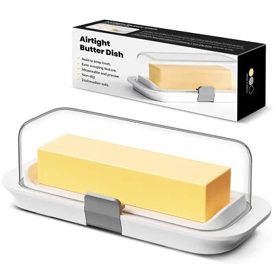 PISOL Butter Dish with Lid for Countertop and Refrigerator Door Shelf, Airtight