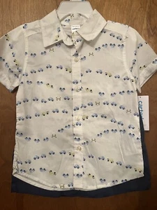 Carter's Baby 2-teiliges Auto Knopfleiste Hemd Autos & blau kurz Set Größe 24M Neu mit Etikett - Bild 1 von 4