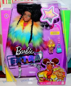 NIB 2020 #1 BARBIE EXTRA DOLL POODLE ACCESSORIES RAINBOW SHAG COAT AFRICAN AA - Picture 1 of 18