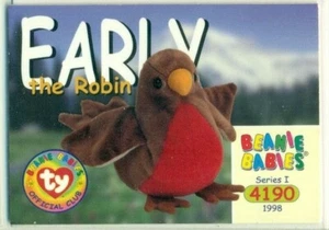TARJETA COLECCIONABLE BEANIE BABY - SERIE 1 - SERIE I - EARLY THE ROBIN #4190 - Imagen 1 de 2
