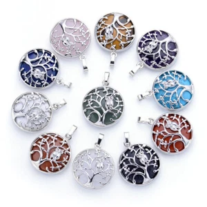 Edelsteinanhänger Kettenanhänger Silberfarben Schmuck Eule Lebensbaum DIY - Bild 1 von 12