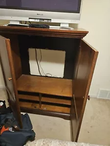 Solid Wood TV Cabinet with Double Doors and Shelving – Classic Design - Picture 1 of 4