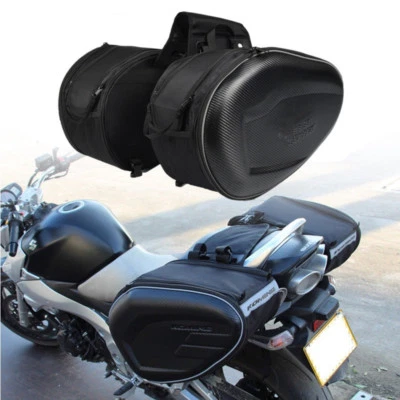 Black Motorcycle Saddle Box Saddlebag Helmet Riding Pannier Luggage Bag - Image 1 of 4
