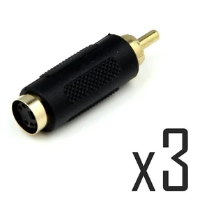 3 Piece Set - S-Video SVHS 4 Pin Female to Composite RCA Phono Converter Adapter - Picture 1 of 6