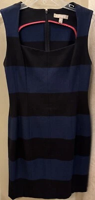 Платье цельнокроеное женское Banana Republic черно-синее в полоску без рукавов размер 8 миниатюрное - Изображение 1 из 4