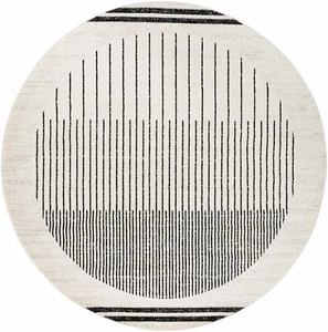 Angus Black and White Modern Abstract Geometric Area Rug - Contemporary Strip... - Picture 1 of 10