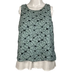 Canotta Banana Republic donna taglia XS verde menta foderata floreale spacco laterale conchiglia - Foto 1 di 9
