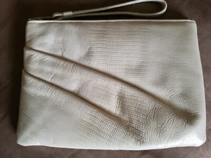 Ruth Saltz Faux Snakeskin Vegan Vintage Clutch Purse Tan 11" X 8" - Picture 1 of 7