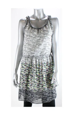 Vestido Studio M Blanco Negro Sin Mangas Estampado Línea A M Foto 1 de 3