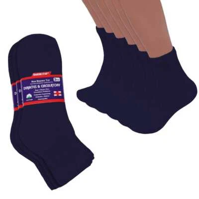 3-12 pares de calcetines tobilleros para hombre salud circulatoria diabéticos azul marino talla 9-15 Foto 1 de 4