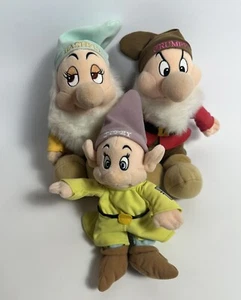 Disney Grumpy Bashful And Dopey Snow White And Seven Dwarf Plush Toy Bundle - Picture 1 of 13