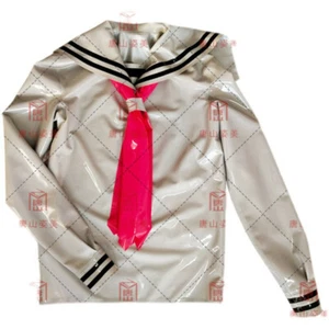 235 tops de látex con bufanda látex jk uniforme marinero látex top kig - Imagen 1 de 4