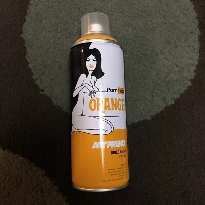 Lata de pintura en aerosol dura seca amarilla limitada Art primo X Pornhub coleccionable Foto 1 de 4