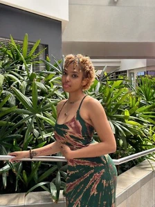 Tie Dye Rückenfrei Spitze Kleider Spaghettiträger Bodycon Sexy Kleid (One Size) - Bild 1 von 16