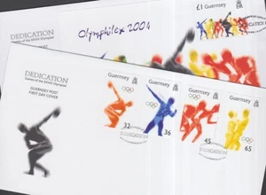Guernsey 2004 FDC Dedication Modern Olympic Games Sport Javelin Discus Running - Picture 1 of 2