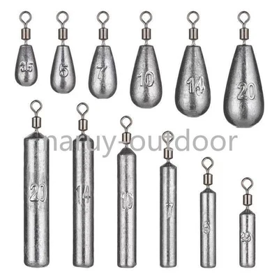 20 Stück Angelblei Drop Shot Gewichte und Senker mit Wirbel 3,5 g - 20 g - Bild 1 von 4