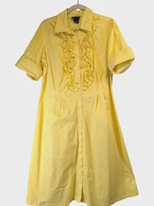 Lane Bryant Kleid Damen Gr. 14 hellgelb Stretch Büro Reise Knopfleiste - Bild 1 von 13