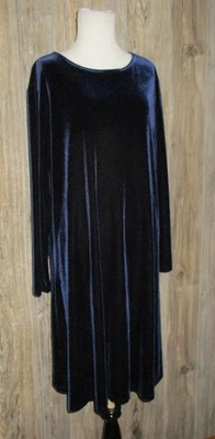 Jacqueline Ferrar Womens Velvet Midi Dress Sz 16 Dark Blue Whimsigoth Holiday - Image 1 of 4