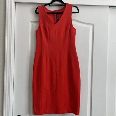 Vestido ajustado St. John Burnt naranja sin mangas talla 12 hecho en EE. UU. cuello en V Foto 1 de 4