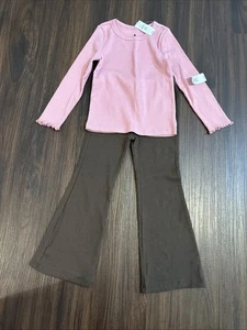 Baby gap Sz 4 toddler pull on Brown Ribbed Pants lounge yoga & Rose Colored  Top - Picture 1 of 12