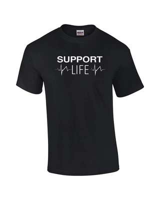 Support Life with Pulse Tracing Anti Abortion Tee Shirt Military - Image 1 of 4
