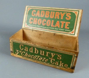 Antique c1900 Cadbury’s 3d Chocolate Cake Wooden Shop Delivery Advertising Box - Picture 1 of 23