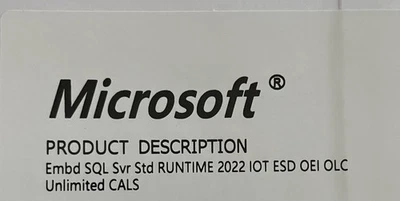 Microsoft SQL Server Runtime 2022 IoT Embedded OEM – Unlimited CALs – P6L-00076L - Image 1 of 3
