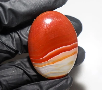 Onyx Oval Cabochon - 98.00 Ct / 45X32X8 mm - Natural Orange Onyx Loose Gemstone - Image 1 of 4