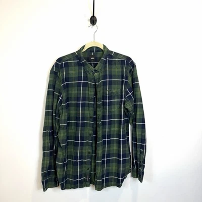 Camisa Vans Manga Larga Botón Para Hombre Grande Verde Azul Estampado a Cuadros Franela Clásica Foto 1 de 4