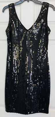 Roberta vintage women’s black sequin mini dress evening juniors 8 VTG Y2K dance - Image 1 of 4