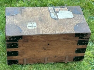 Antique Victorian 1920s Small Steamer Trunk Chest - School Child, Parcel Labels - Picture 1 of 17