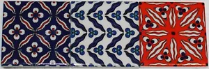Set di 3 magneti per frigorifero ceramica modello turco Iznik Cintemani" 2""x2 - Foto 1 di 2