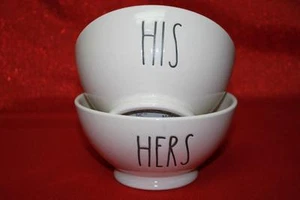RAE DUNN ARTISAN COLLECTION BY MAGENTA HIS & HERS CEREAL BOWLS - NEW - SET OF 2 - Picture 1 of 1